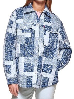 NWT Levi's Womens Paisley bandana Diamond Quilted jacket size large MSRP $140
